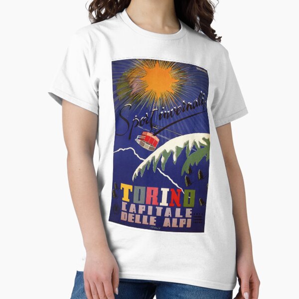 Aperçu de l'œuvre Turin Alpes de Turin annonce de voyage d'hiver italienne vintage créée et vendue par aapshop.