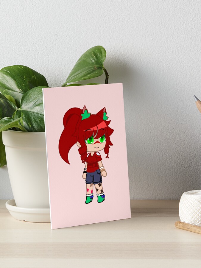 Redhead girl with cool outfit Gacha club - Happy girl - Chibi gacha girl  Cheerful anime - Gacha Club dolls Art Board Print by gachanime