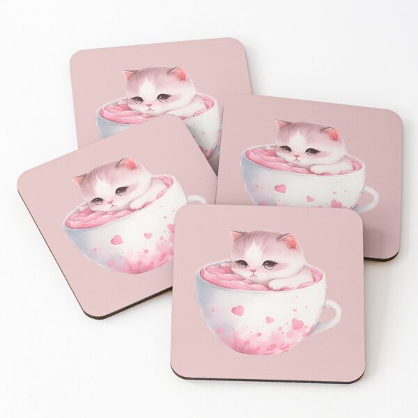 Item preview, Fluffy Cute Gray and White Tabby Cat Kitten in a Coffee Cup, Kitten in a tea cup, My Cat is my Valentine,  My Kitten is my Valentine,  White Kitten Valentine designed and sold by Mumzy2many.