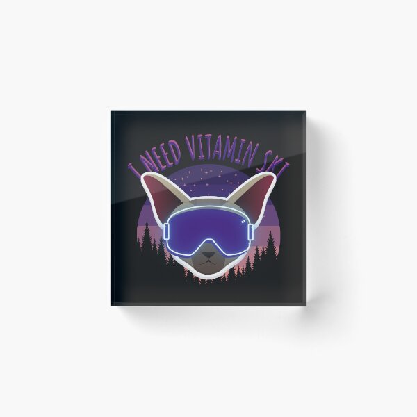 Item preview, Cool Funny Vintage Retro Sunset Cat - I Need Vitamin Ski designed and sold by laiwole.