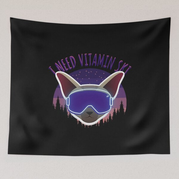 Item preview, Cool Funny Vintage Retro Sunset Cat - I Need Vitamin Ski designed and sold by laiwole.