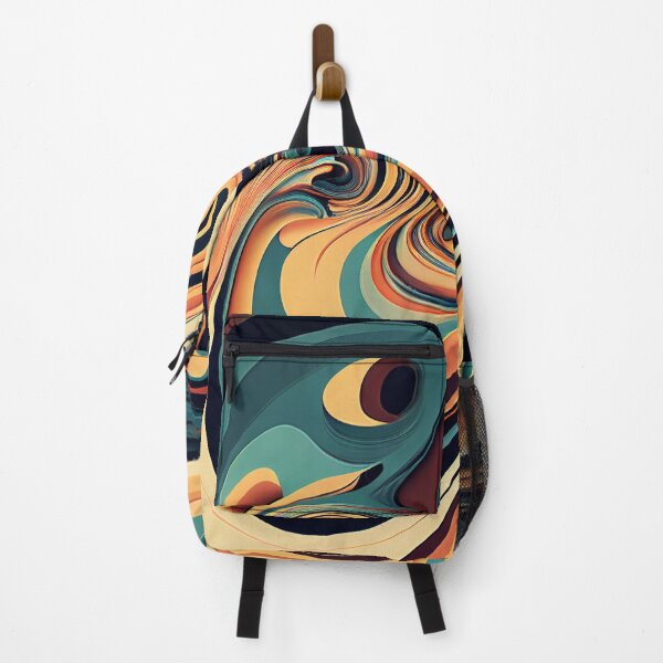 Item preview, "Rylee" - Liquid Swirl Contemporary Abstract Pattern in Orange, Yellow, Black, Navy, Blue, Brown, Cream, Gold designed and sold by HiArtify ❤️.