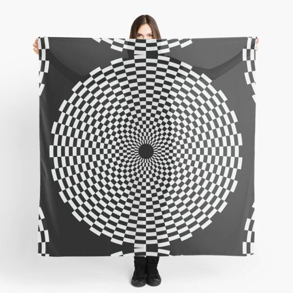 Optical Illusion Op Art Radial Stripes Warped Black Hole Rug by BJORLIE