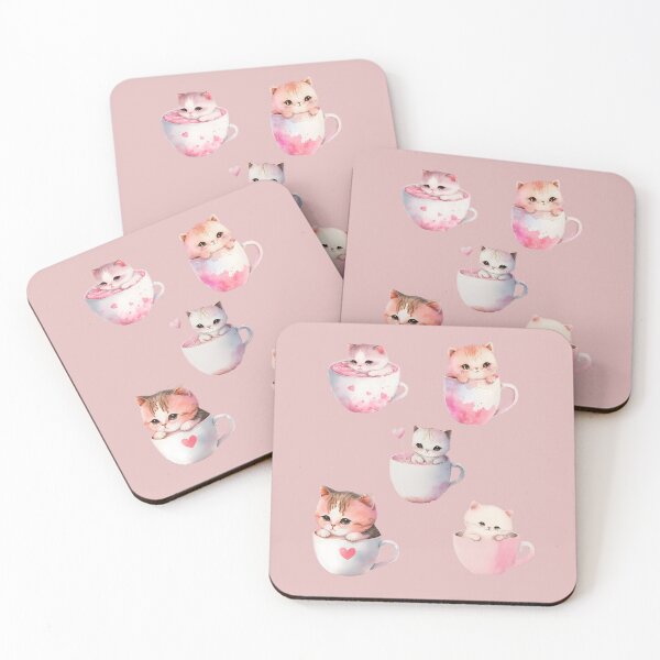 Item preview, Kittens in cups, Fluffy Cute Calico, White, Orange, Gray and White Tabby Cat Kittens in a Coffee Cup, My Cat is my Valentine,  My Kitten is my Valentine,  White Kitten Valentine designed and sold by Mumzy2many.