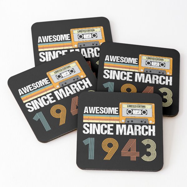 Item preview, Awesome Since March 1943 | 80th Birthday Gifts | 80 Years Old Gifts designed and sold by AMINE  ★★★★★.