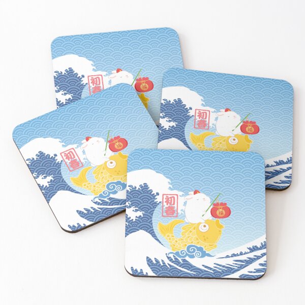 Item preview, Lunar New Year 2023 – Golden Koi Fish Rabbit Great Wave designed and sold by Lulupainting.