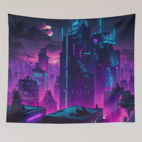 Item preview, Cyberpunk Retrowave Cityscape designed and sold by AICreateWorlds.