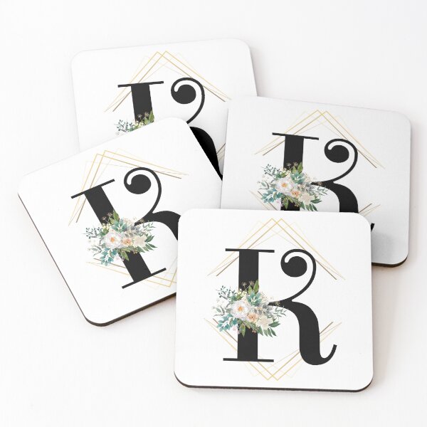 Item preview, Monogram K Botanical Pretty White Rose Flowers Blossoms Floral Peony Initial K designed and sold by HalloweenGift.