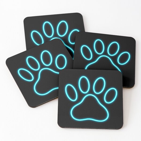 Item preview, Blue Neon Dog Paw or Cat Paw designed and sold by luckymooninc.