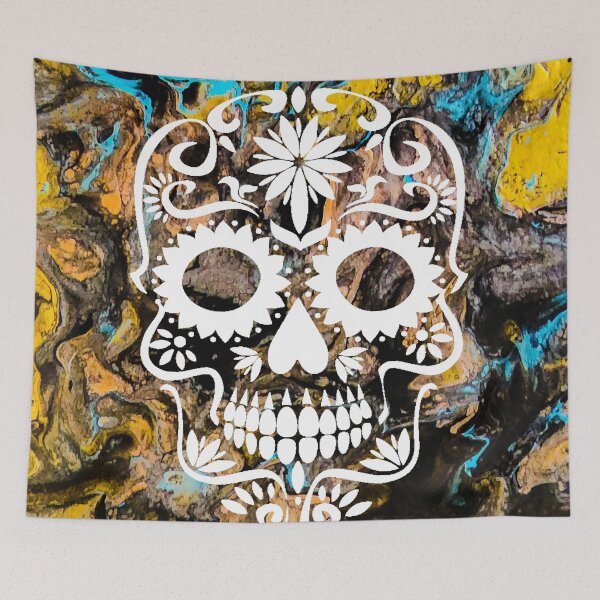 Item preview, Sugar Skull on marble mess acrylic pour designed and sold by ctoph22282.