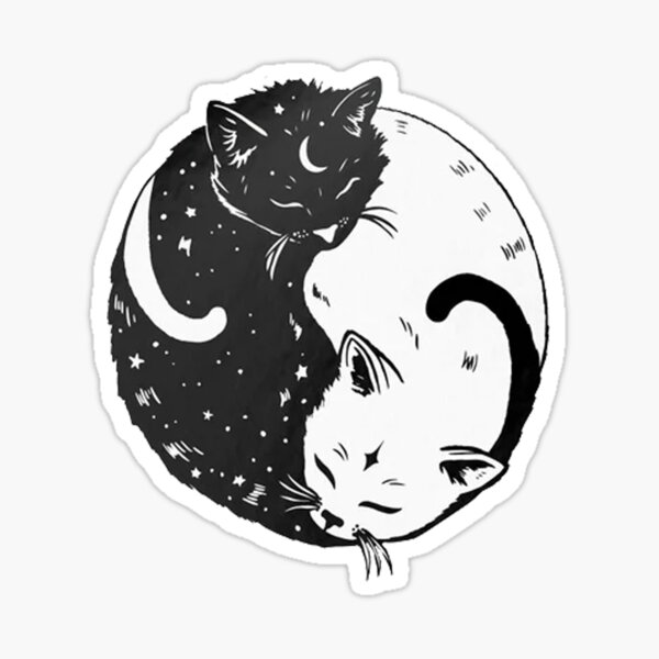 Aperçu de l'œuvre Chats noirs et blancs_Chat Yin et Yang créée et vendue par Walmarval ⭐⭐⭐⭐⭐.