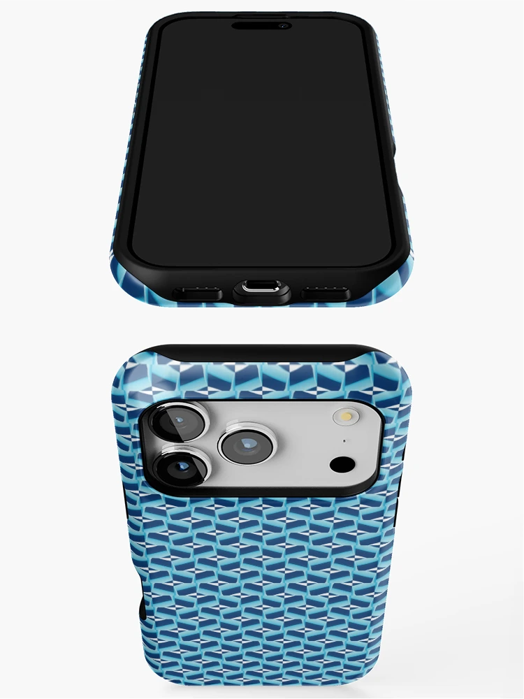 Thumbnail 3 of 4, iPhone Case, 3d multi blue pattern designed and sold by Work of art Shop.