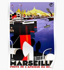 Vintage Marseille France Shipping Travel Poster Poster