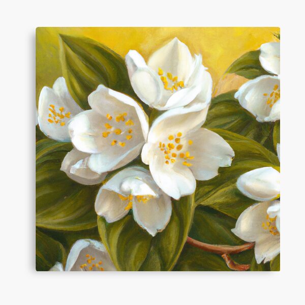 White Jasmine Flowers by Firina - Wrapped Canvas Photograph Ebern Designs Size: 48 H x 32 W x 1.25 D