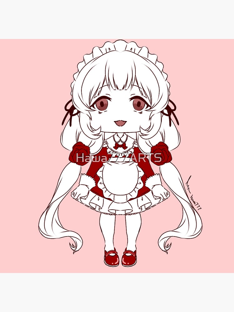Thumbnail 4 of 4, Metal Print, Chibi Kawaii Maid designed and sold by Hawa777ARTS.