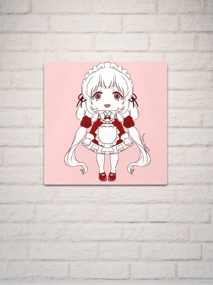 Thumbnail 2 of 4, Metal Print, Chibi Kawaii Maid designed and sold by Hawa777ARTS.