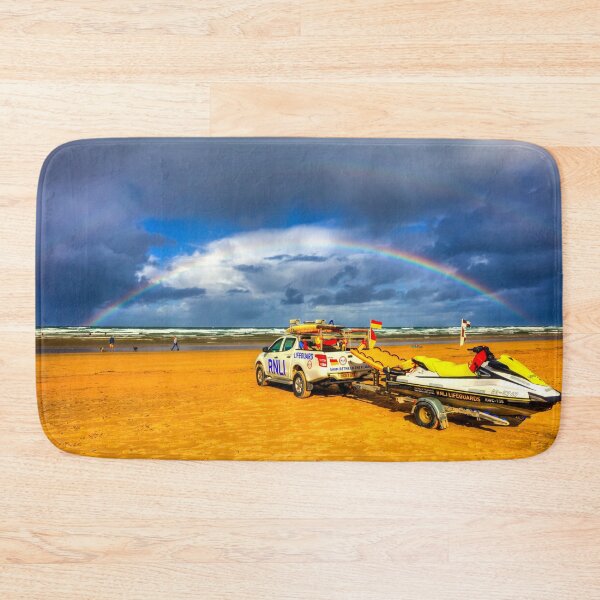 Item preview, Double Rainbow Over Perranporth RNLI Lifeguard designed and sold by Paul Thompson Photography.