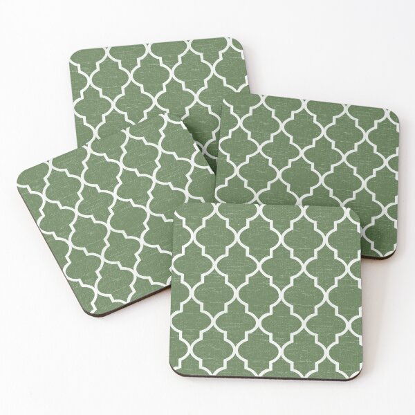 Item preview, Deep Treetop green white quatrefoil designed and sold by coverinlove.