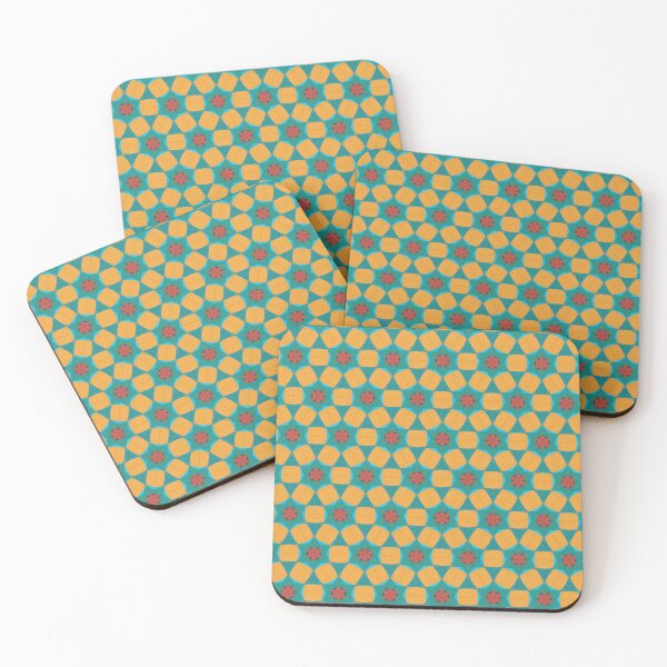 Item preview, Red Blue Orange Stars and Squares Geometric Pattern designed and sold by BluePlanetMerch.