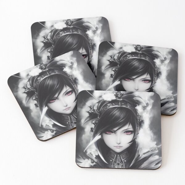 Item preview, Black and white anime armored maiden in smoke designed and sold by Karmanto.
