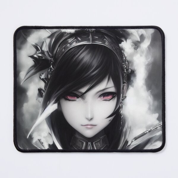 Item preview, Black and white anime armored maiden in smoke designed and sold by Karmanto.