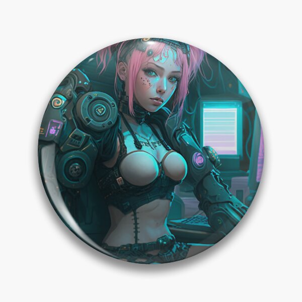 Item preview, Cyberpunk Pink Hair Hacker designed and sold by AICreateWorlds.