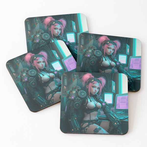 Item preview, Cyberpunk Pink Hair Hacker designed and sold by AICreateWorlds.