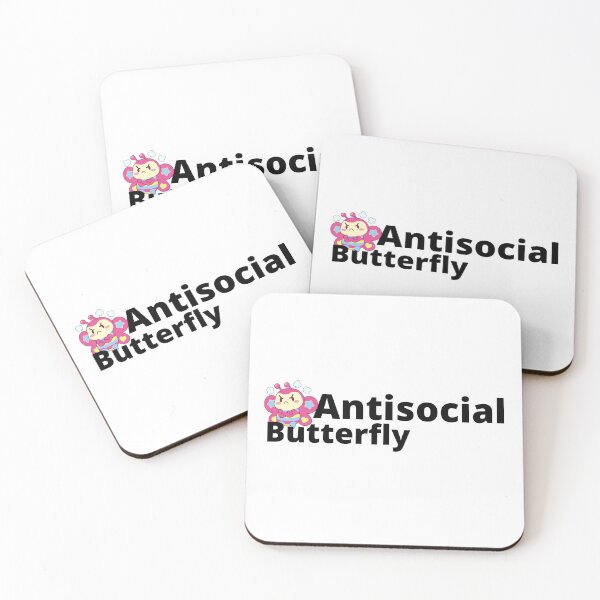 Aperçu de l'œuvre Papillon antisocial rose. | problèmes introvertis relatables | citations introverties pertinentes créée et vendue par Confusion-Human.