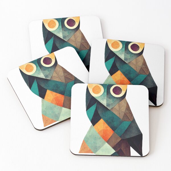 Item preview, Owl made out of geometric nature textures, abstract art designed and sold by Rogervdb.