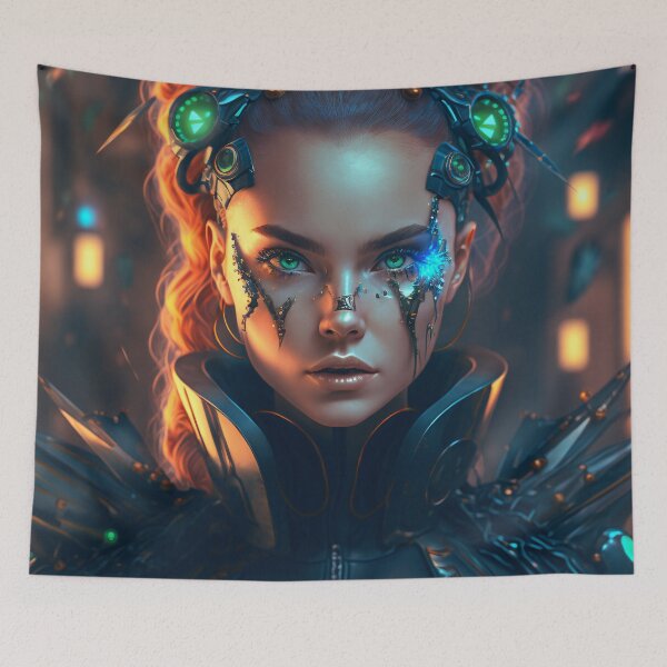 Item preview, Cyberpunk Female with Green Augments designed and sold by AICreateWorlds.