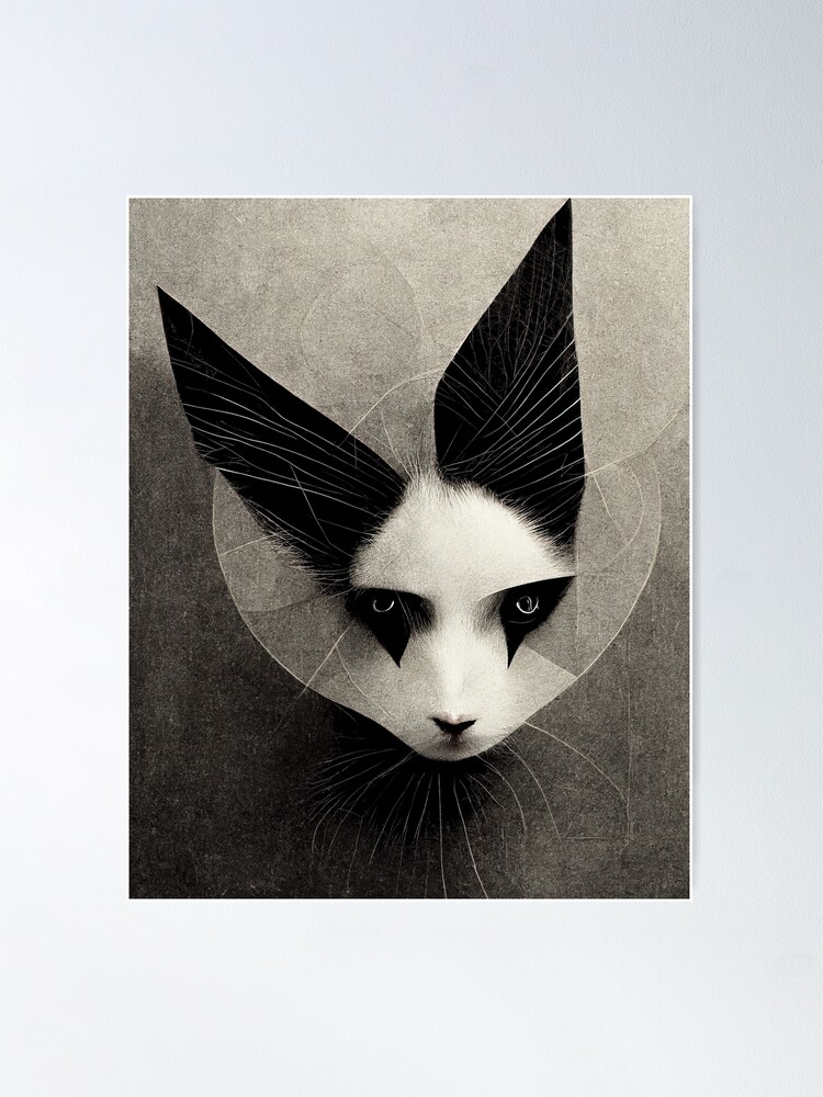 Two cats in the style of bauhaus in black and white