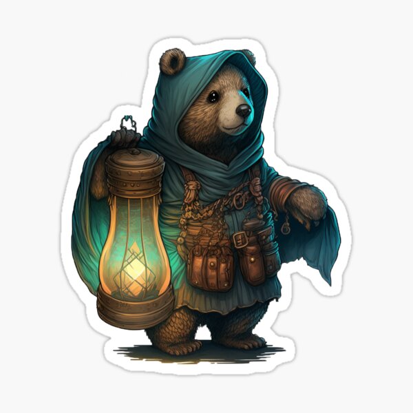 Adventure bear with lantern Sticker