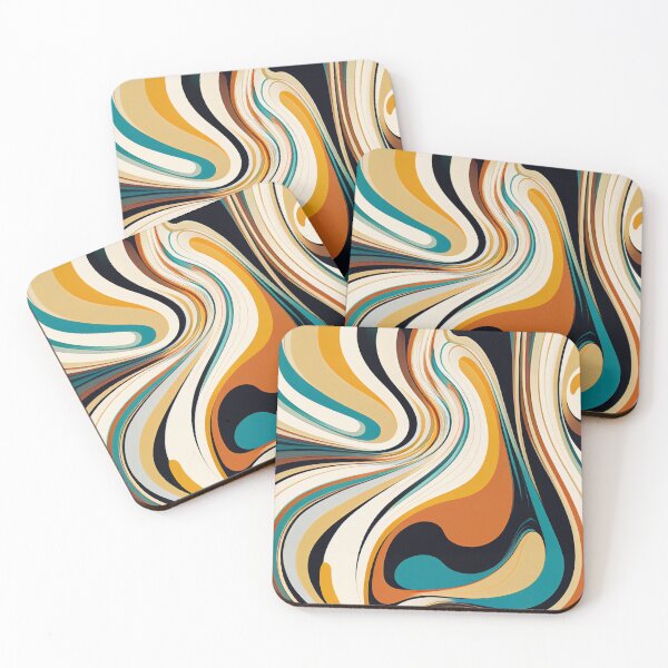 Item preview, "Clara" - Liquid Swirl Contemporary Abstract Pattern in Orange, Yellow, Black, Navy, Blue, Green, Brown, Cream, Gold, Red designed and sold by HiArtify ❤️.