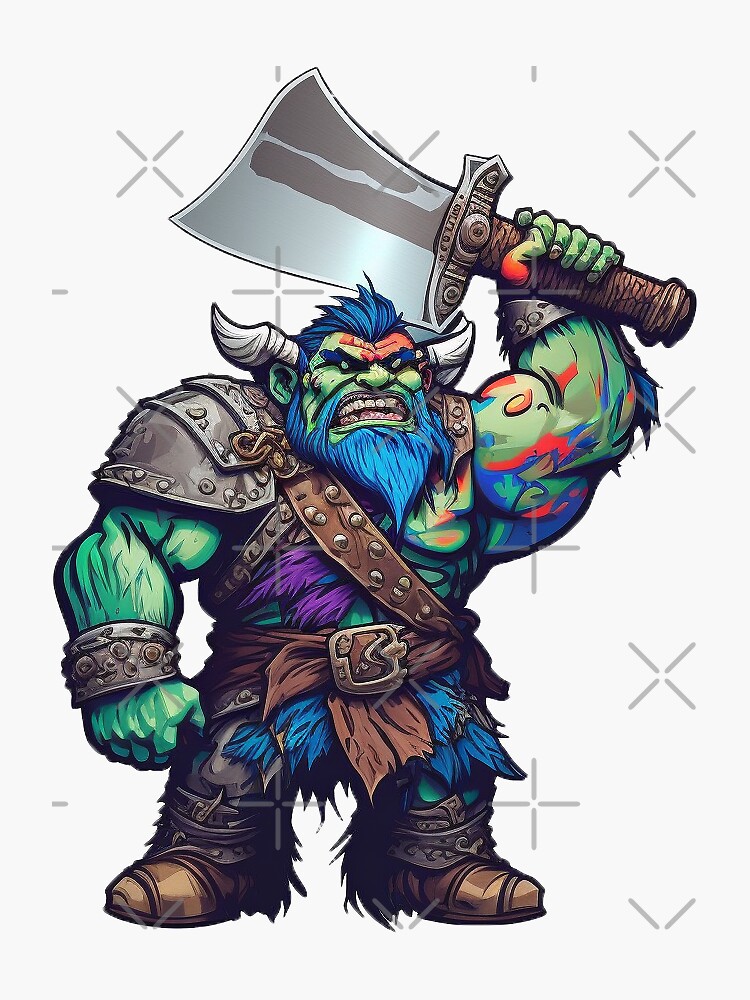 "Orc warrior with rainbow warpaint" Sticker for Sale by usvamedia