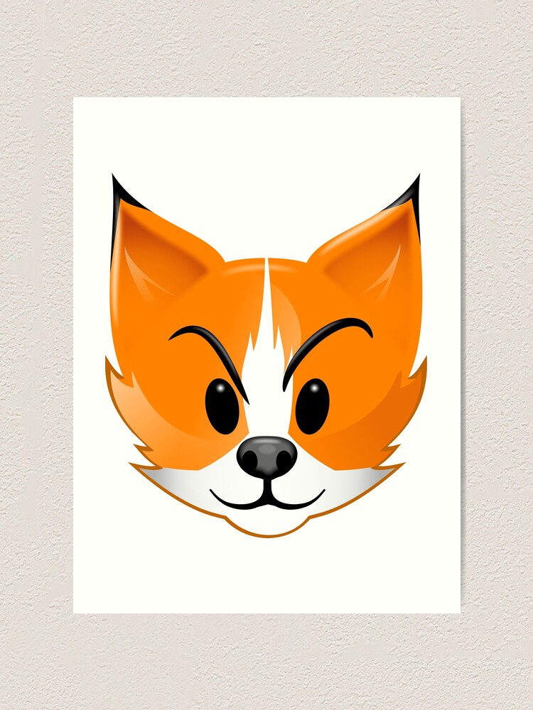 Cute Cheeky Cartoon Fox Face Art Print By Hiborngraphics Redbubble
