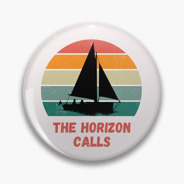 Item preview, The horizon Calls Sailboat with colorful retro sunset horizon.  designed and sold by Lost-World-Shop.