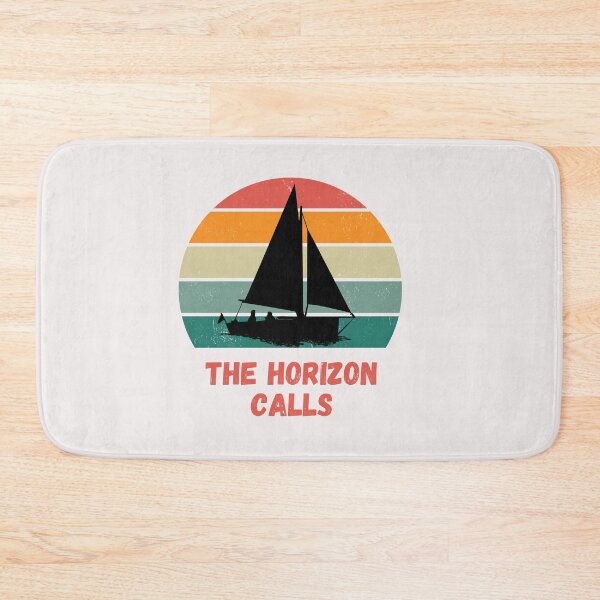 Item preview, The horizon Calls Sailboat with colorful retro sunset horizon.  designed and sold by Lost-World-Shop.