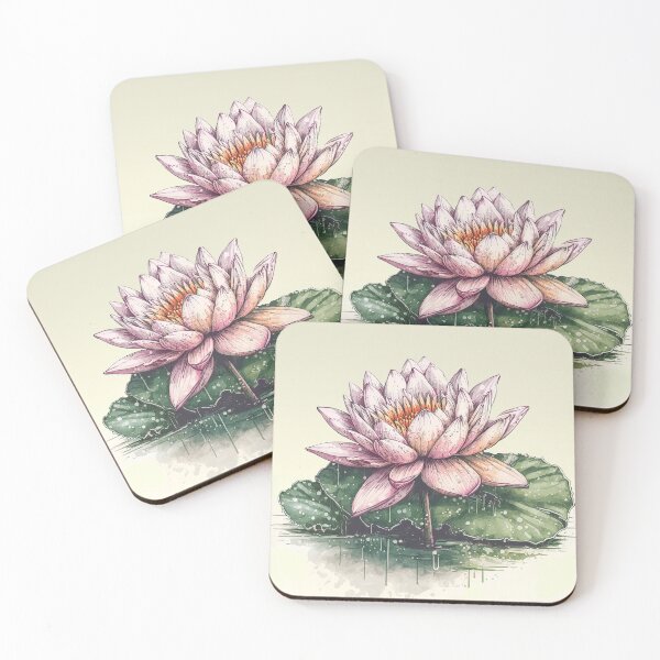 Item preview, Watercolor Water Lily After Rain On Beige Backround designed and sold by StevenWhip.