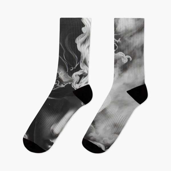 Item preview, Black and white anime girl dissolving in smoke designed and sold by Karmanto.
