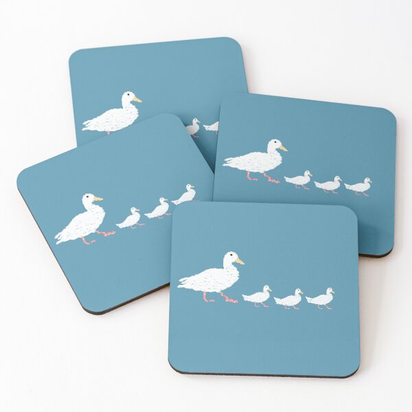 Item preview, Cute Duck Mom and Ducklings Painting Animal Cartoon Simple Children Illustration -Teal Blue designed and sold by WASHINGMACHINE’s vacation.