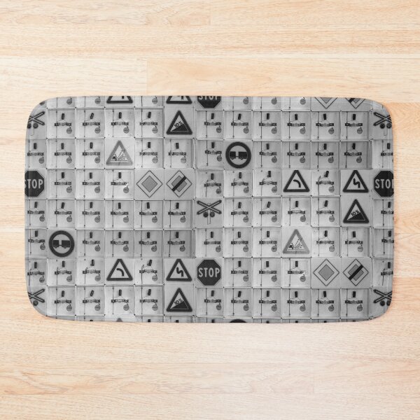 Item preview, Mainteinance Panel of a Driving School With Lights and Stop Signs black And white Photography designed and sold by tribaltrouble.