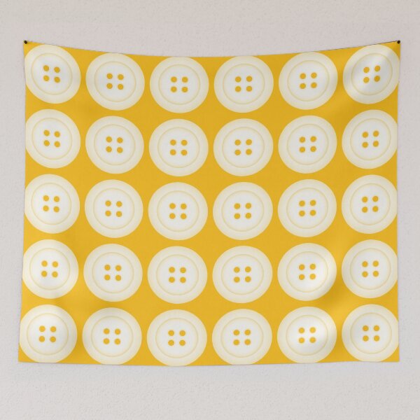 Item preview, Buttons Minimalist Geometric Modern Dot Pattern in Saffron Mustard Marigold Yellow designed and sold by kierkegaard.