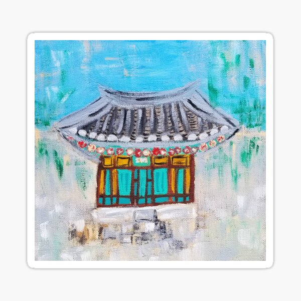 Teal Temple Sticker