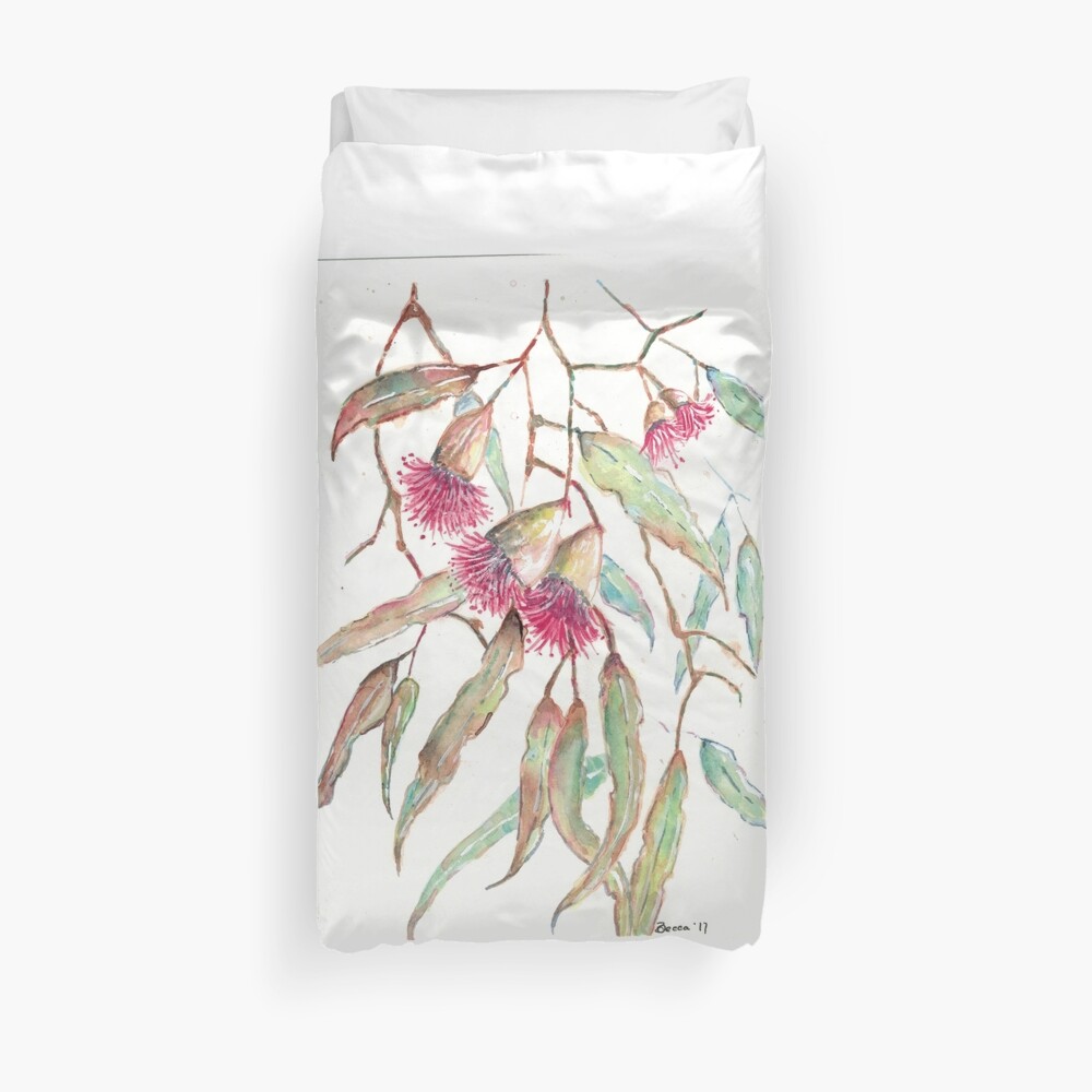 "Gum Tree Flowers " Duvet Cover by BeccadeJongArt Redbubble