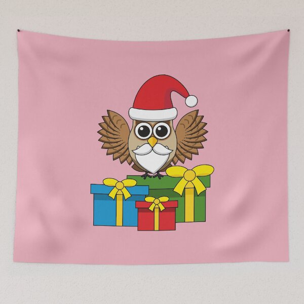 Item preview, Santa Claus Owl with Presents designed and sold by BirdAtWork.