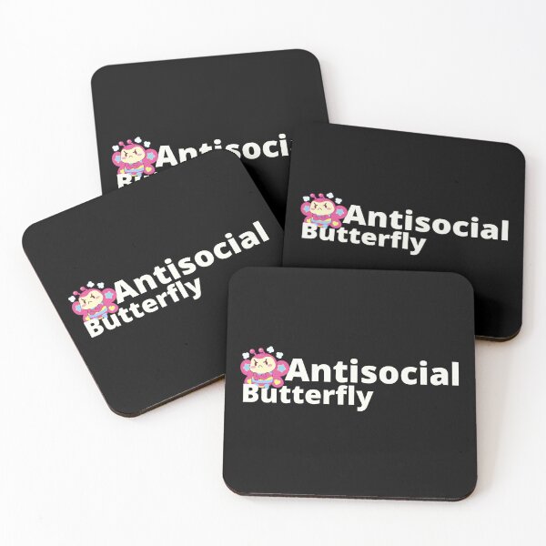 Aperçu de l'œuvre Papillon antisocial rose. | problèmes introvertis relatables | citations introverties pertinentes créée et vendue par Confusion-Human.