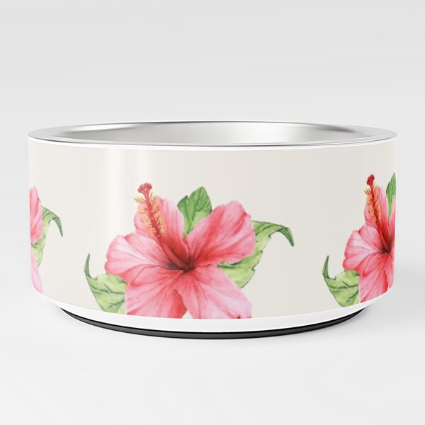 Boston Red Sox White Porcelain Flower Pink Hibiscus All Over