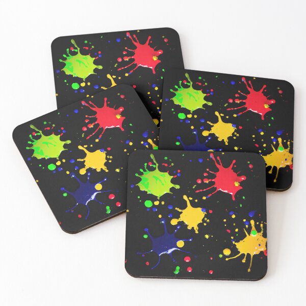 Item preview, Bright coloured paint splats on a black background designed and sold by Graphics By Craig.