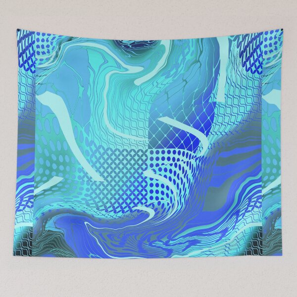 Item preview, Geometric trippy glitch retro Design blue designed and sold by TipTopTapo.
