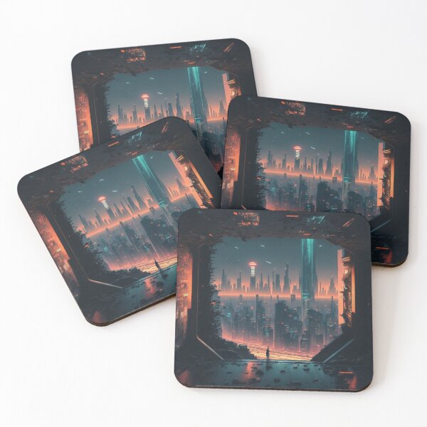 Item preview, Abstract Cyberpunk City View from Inside designed and sold by AICreateWorlds.